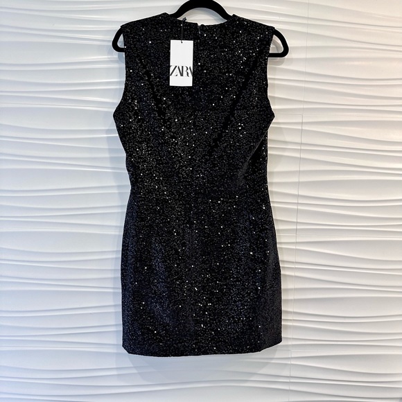 NWT Zara luxury holiday Sequin Little Black Cocktail Party Dress - Picture 10 of 15